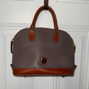 Dooney & Bourke Pebble Zip Zip Satchel with Strap Gray Tan Leather